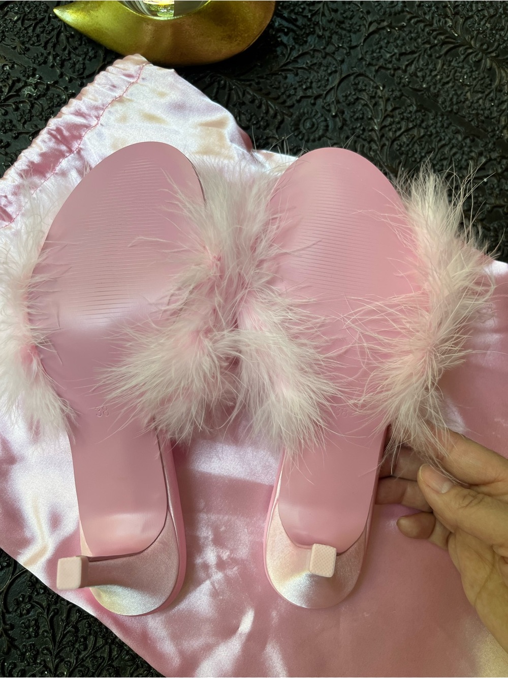 SKIMS FEATHER KITTEN HEELS CHERRY BLOSSOM 38 7.5 - Picture 13 of 16